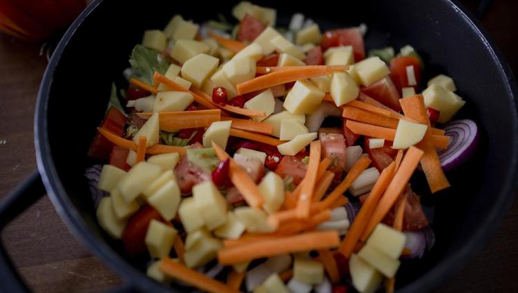 Potato and Carrot Stir Fry with Onions